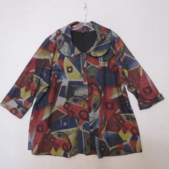 Shana Jacket‎ Blazer Geometric Art to Wear Lagenlook Relaxed - Picture 1 of 11